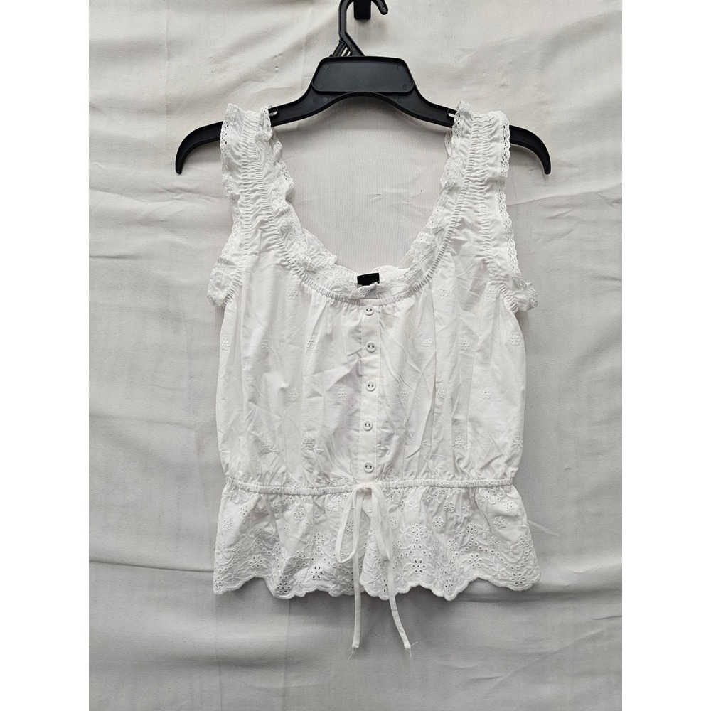 Wild Fable Womens Eyelet Sleeveless Top White Cotton Blend Casual Size XS